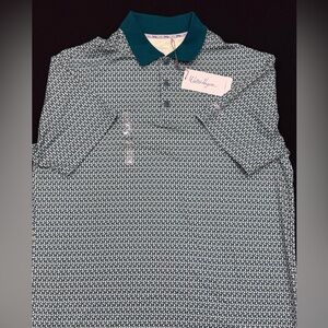 Walter Hagen Teal and Patterned Polo Shirt